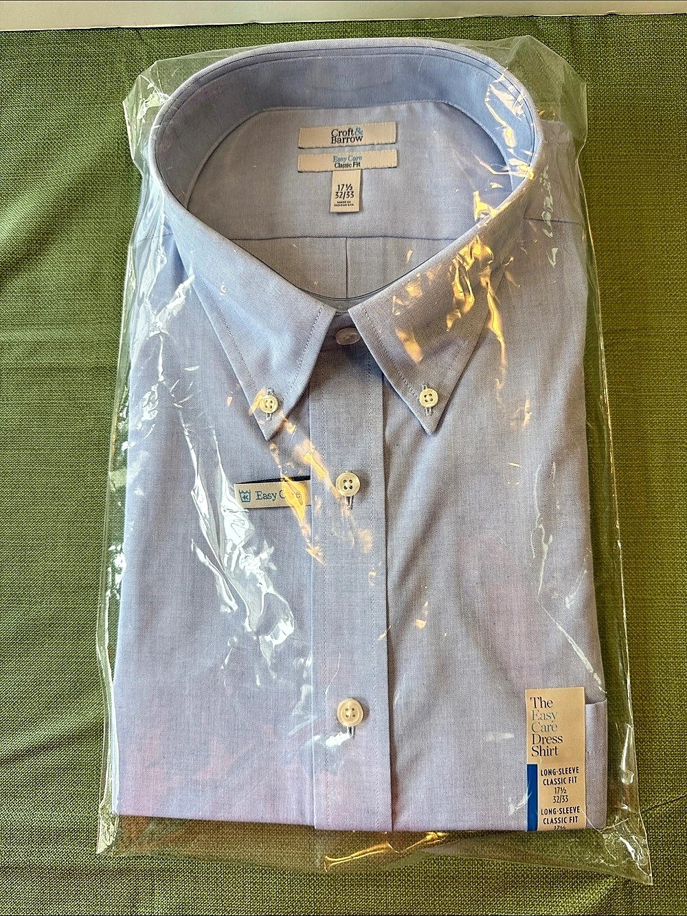 Croft & Barrow Easy Care Classic Fit Dress Shirt Long-Sleeve Blue Size 171⁄2